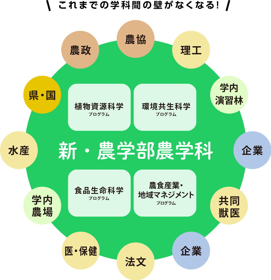 これまでの学科間の壁がなくなる！